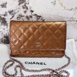 🚩steal Authentic Chanel Tan Quilted Crossbody Bag with Chain